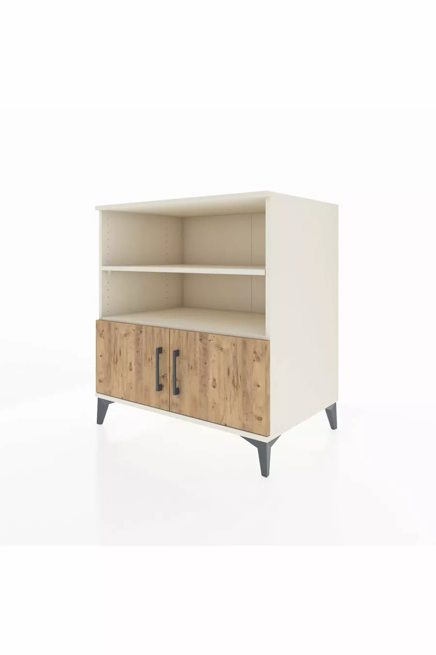 Commode Kronos 3 étagères 2 portes Pierre de lune-Pin