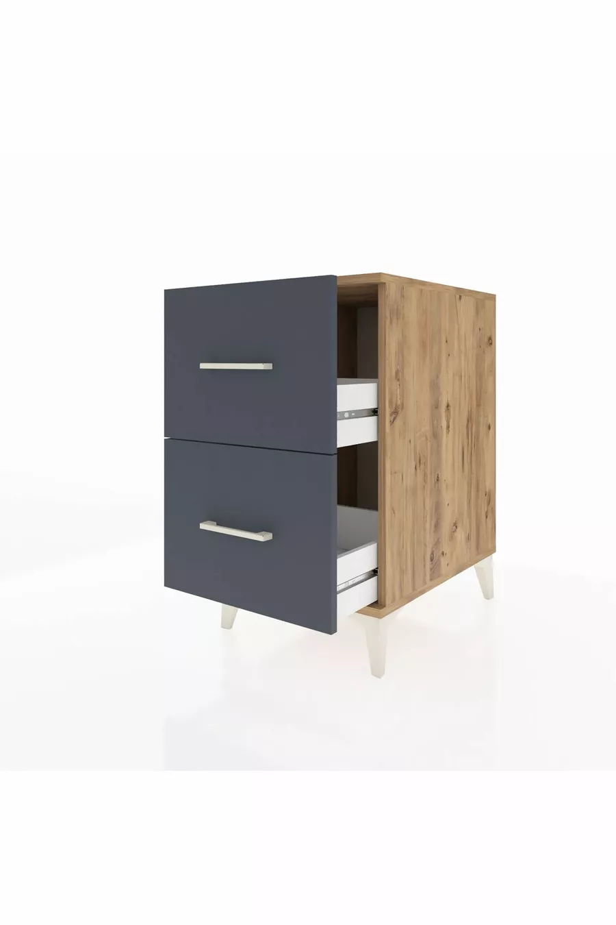 Comodino Kronos a 2 cassetti Pino-Antracite