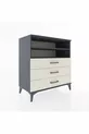 Commode Hyperion 2 étagères 3 tiroirs Anthracite-Pierre de Lune