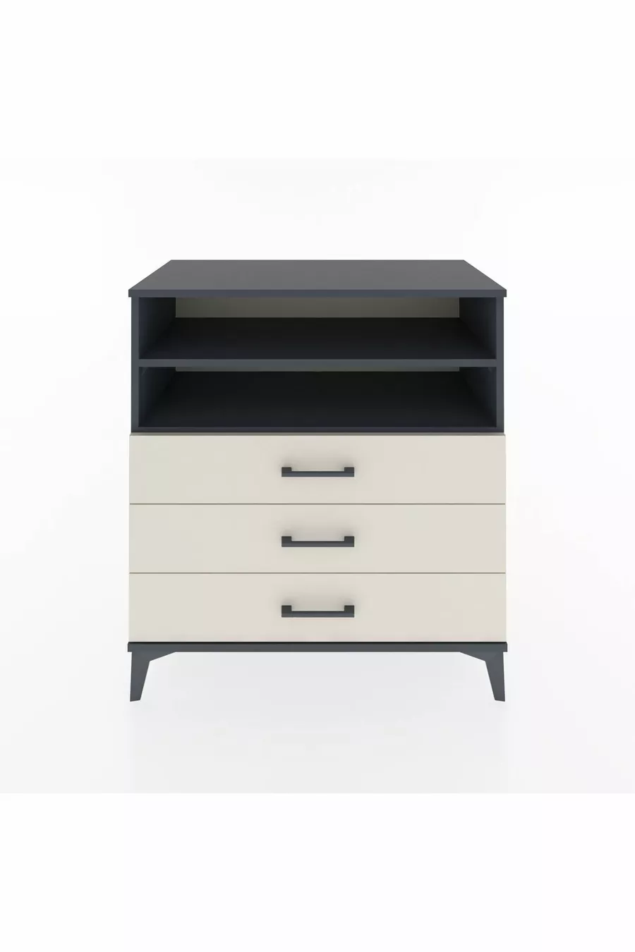 Commode Hyperion 2 étagères 3 tiroirs Anthracite-Pierre de Lune
