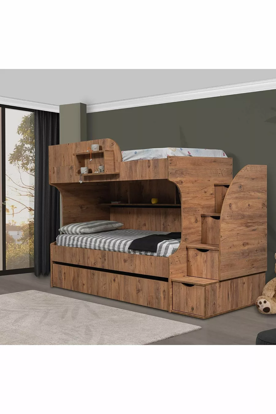 Letto a castello, Letto a castello Aura con lettino - 3 materassi comfort