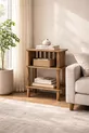 Linde Walnuss Nachttisch Minimalistisches MDF Laminat mit Holzfüßen Design; Schlafzimmer - Wohnzimmer - Büro