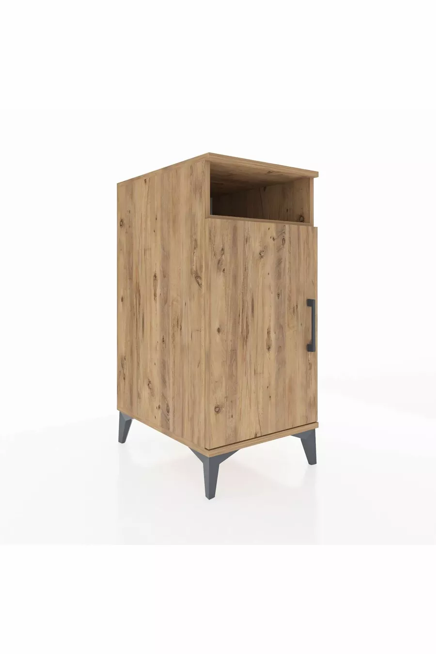 Table de chevet Kronos à 3 étagères avec 1 porte, pin-pin
