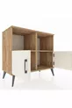 Commode Hyperion 2 étagères 2 portes Pin-Ambre/Pin