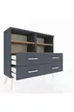 Arges Dresser 4 Shelves 4 Drawers Anthracite-Pine/Anthracite