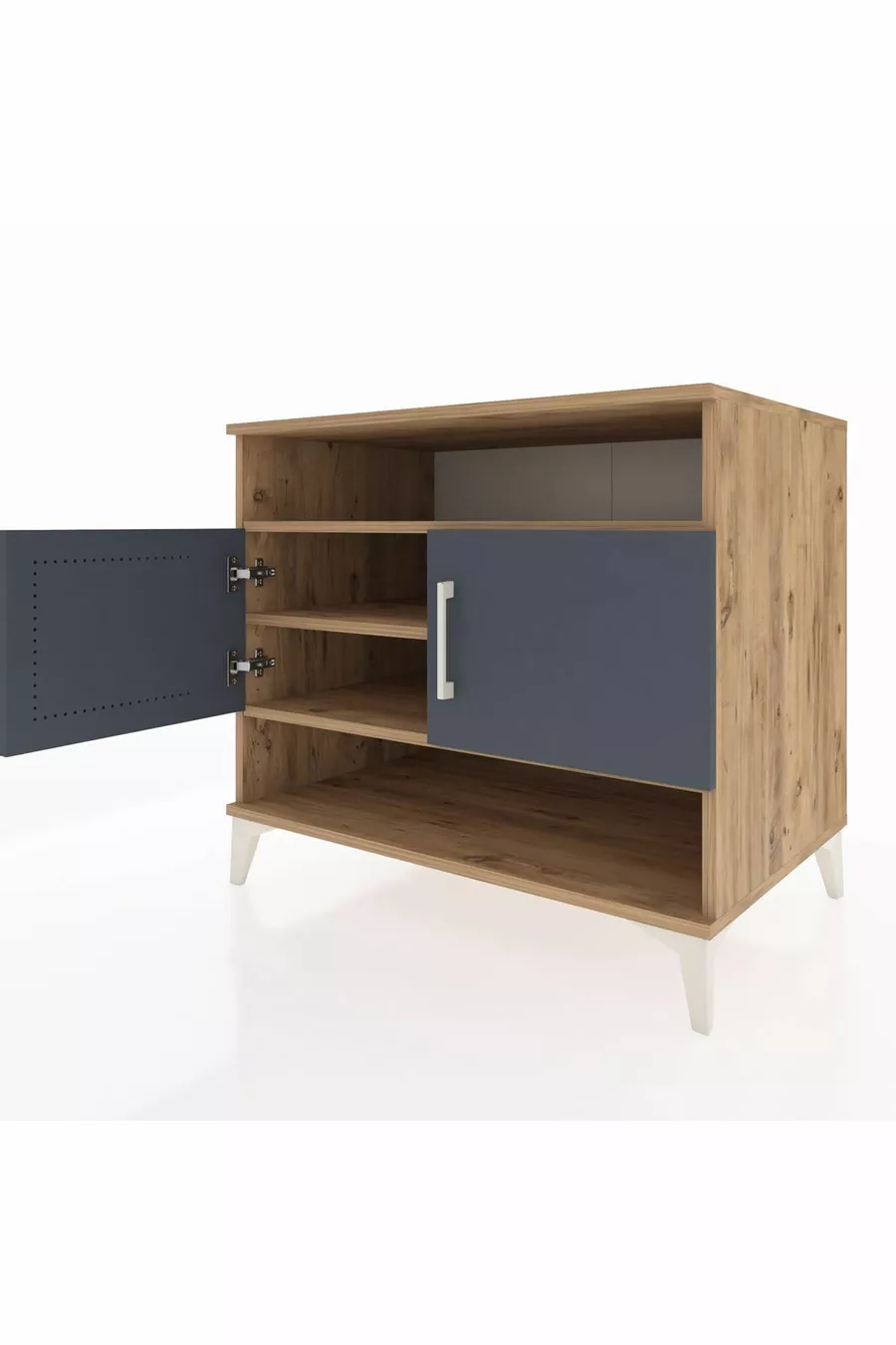 Commode Kronos 3 étagères 2 portes Pin-Anthracite