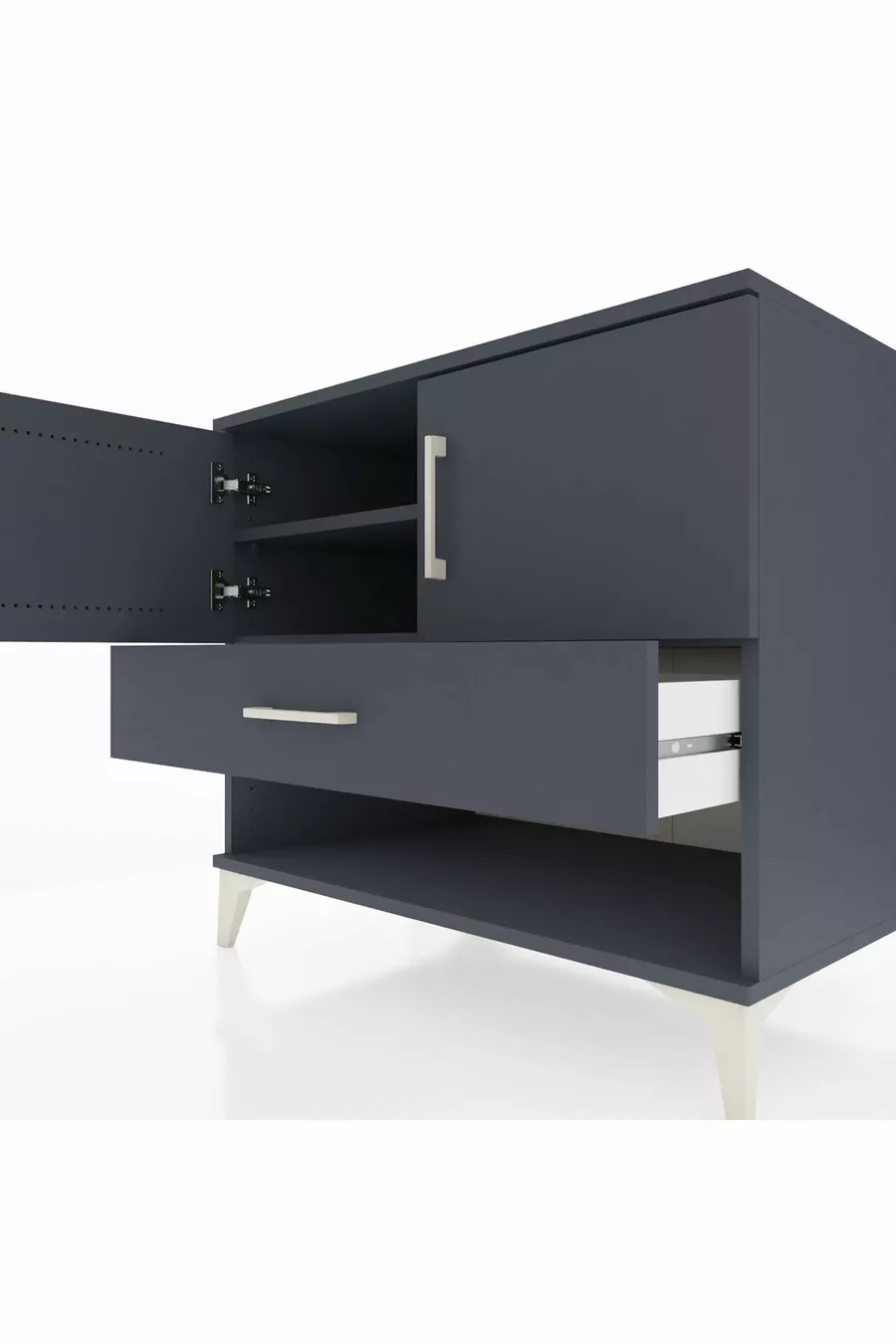 Kronos Dresser with 2 Shelves, 1 Drawer, and 2 Doors, Anthracite-Anthracite