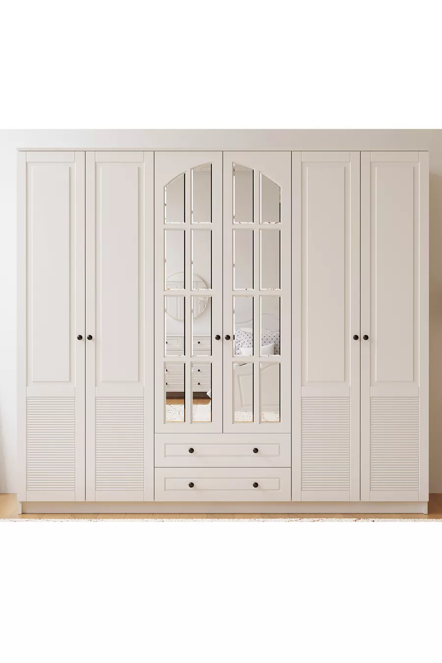 Armoire Izel Country à 6 portes et 2 tiroirs