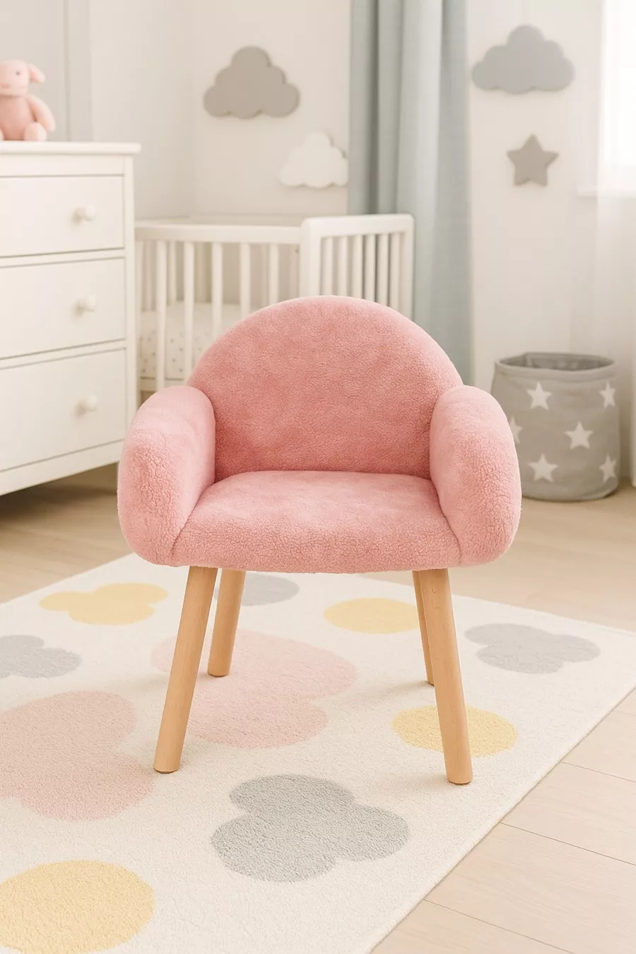 Ensemble de table pour enfants en bois avec pouf et fauteuil