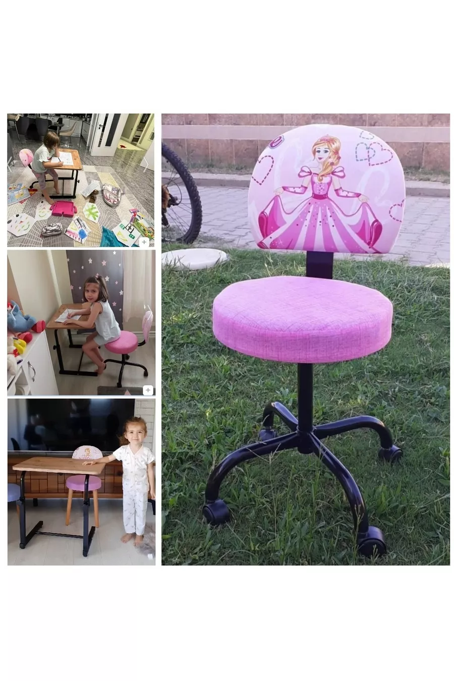 Ensemble fauteuil roulant et table pour enfants à thème Princesse Cendrillon pour les activités d'étude