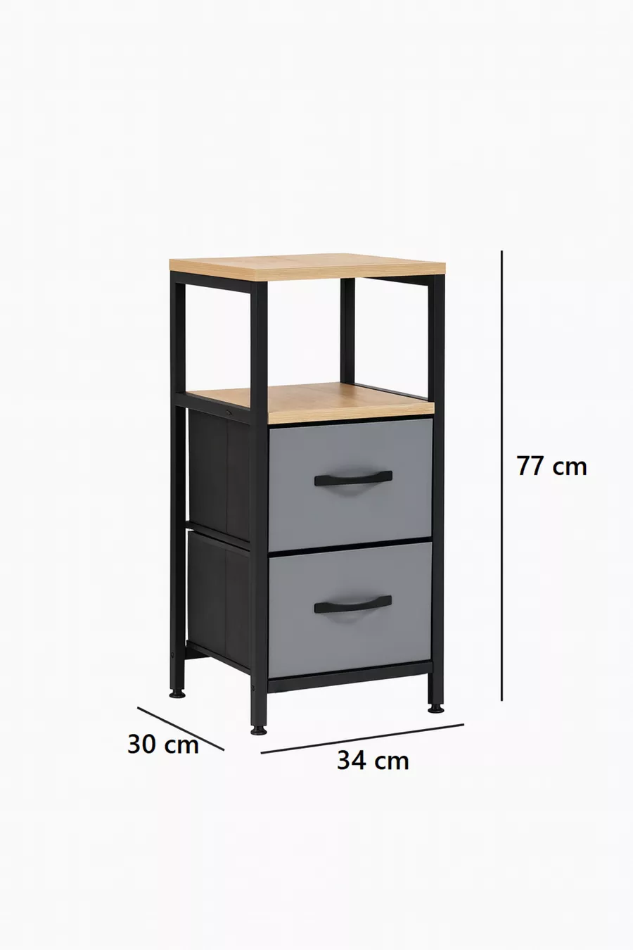 Table de chevet métallique à 2 étagères avec tiroir en cuir pour organiser la chambre