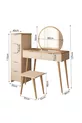 Ensemble de coiffeuse Lucy – Panier en grès | Avec tabouret, miroir, multifonction