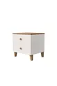 Table de chevet VENTO à 2 tiroirs avec panier - Blanc