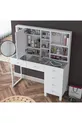 Coiffeuse avec tiroirs Rani à miroir et couvercle, organiseur de bijoux avec crochets, blanc