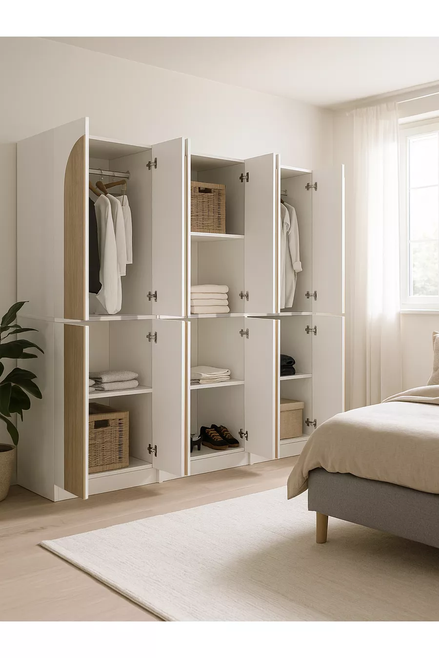 Armoire Poy à 6 portes -  cm H,  cm L - Armoire pour chambre d'enfant et chambre à coucher