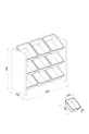 Armoire à jouets avec 9 paniers, adaptée aux enfants, armoire multi-usage, avec paniers blancs