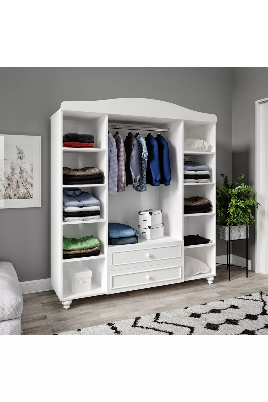 Romantische 4-Deurs, 2-Lade, Avant-garde Kast/kleerkast (% MDF)