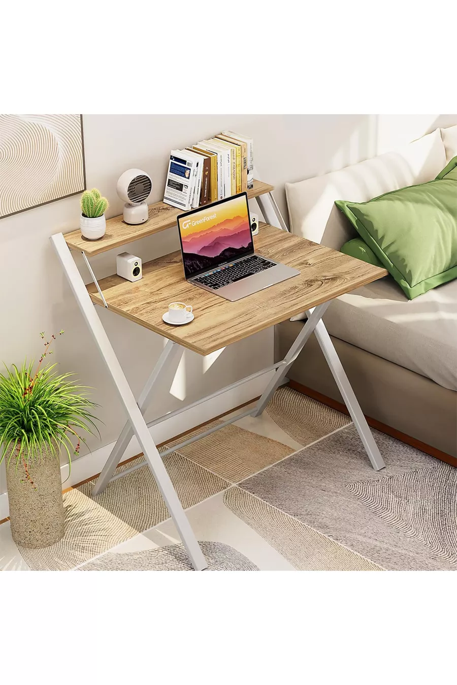 Table d'ordinateur portable élégante et durable avec pieds en métal non vacillants, bureau pliant, table de travail pour ordinateur portable