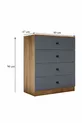 Comò Gm Almina a 4 cassetti con manopole a pulsante, grigio antracite-noce