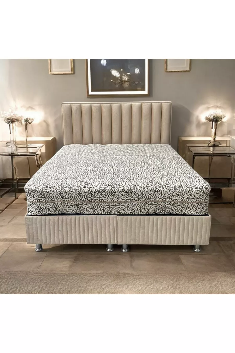 Housse de lit Flora avec fermeture éclair, protège-matelas & matelas, fermeture éclair sur 3 côtés