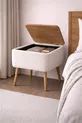 Nivo Drawer Nightstand, Modern Nightstand with Wooden Legs and Teddy Fabric Upholstery