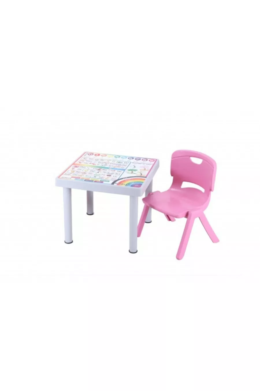 Table pour enfants en plastique Mandella Rubi avec motif turc 1 pièce Fauteuil pour enfant moyen Nova Rose