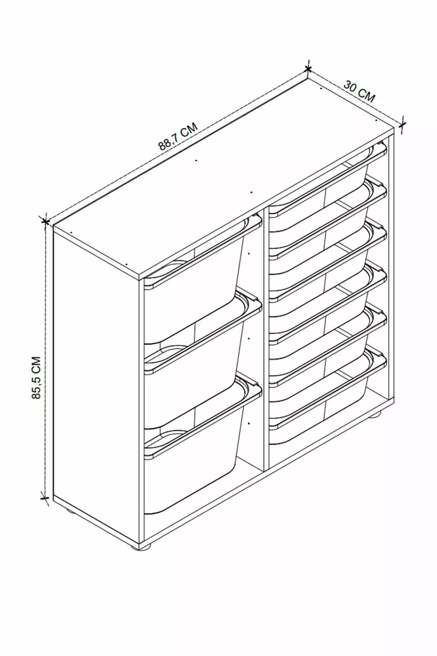 Armoire à 9 paniers Armoire polyvalente Armoire à jouets Noyer Safir