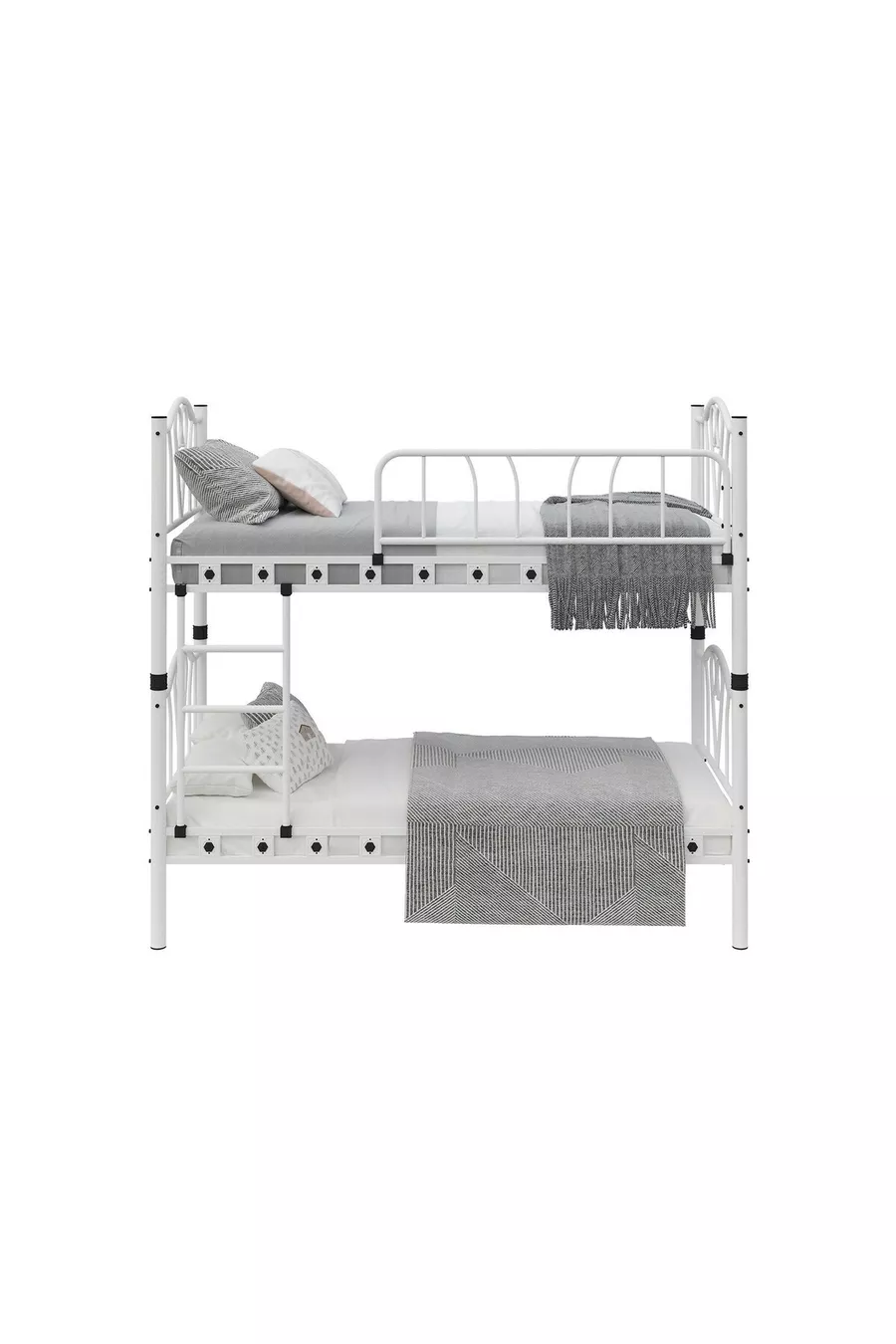 Lit Superposé et Lit Simple en Métal pour Chambre d'Enfant Orkide Blanc