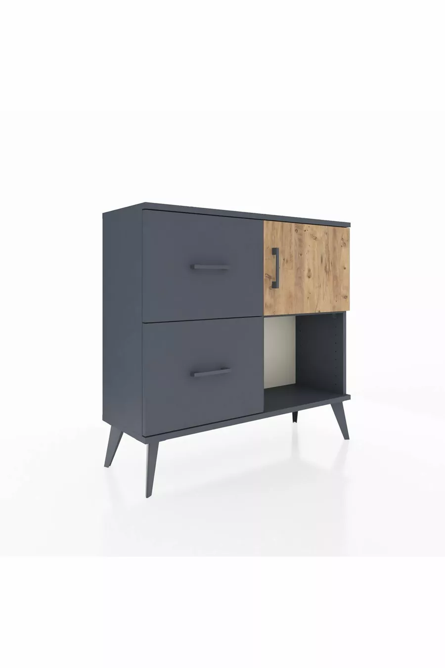 Arges Dressoir Enkel Rek 2 Laden Enkele Deur Antraciet-Ker/Spar-Antraciet