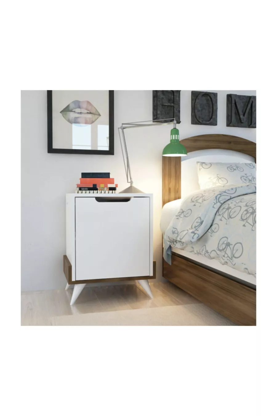 Table de chevet Montana Noyer Blanc