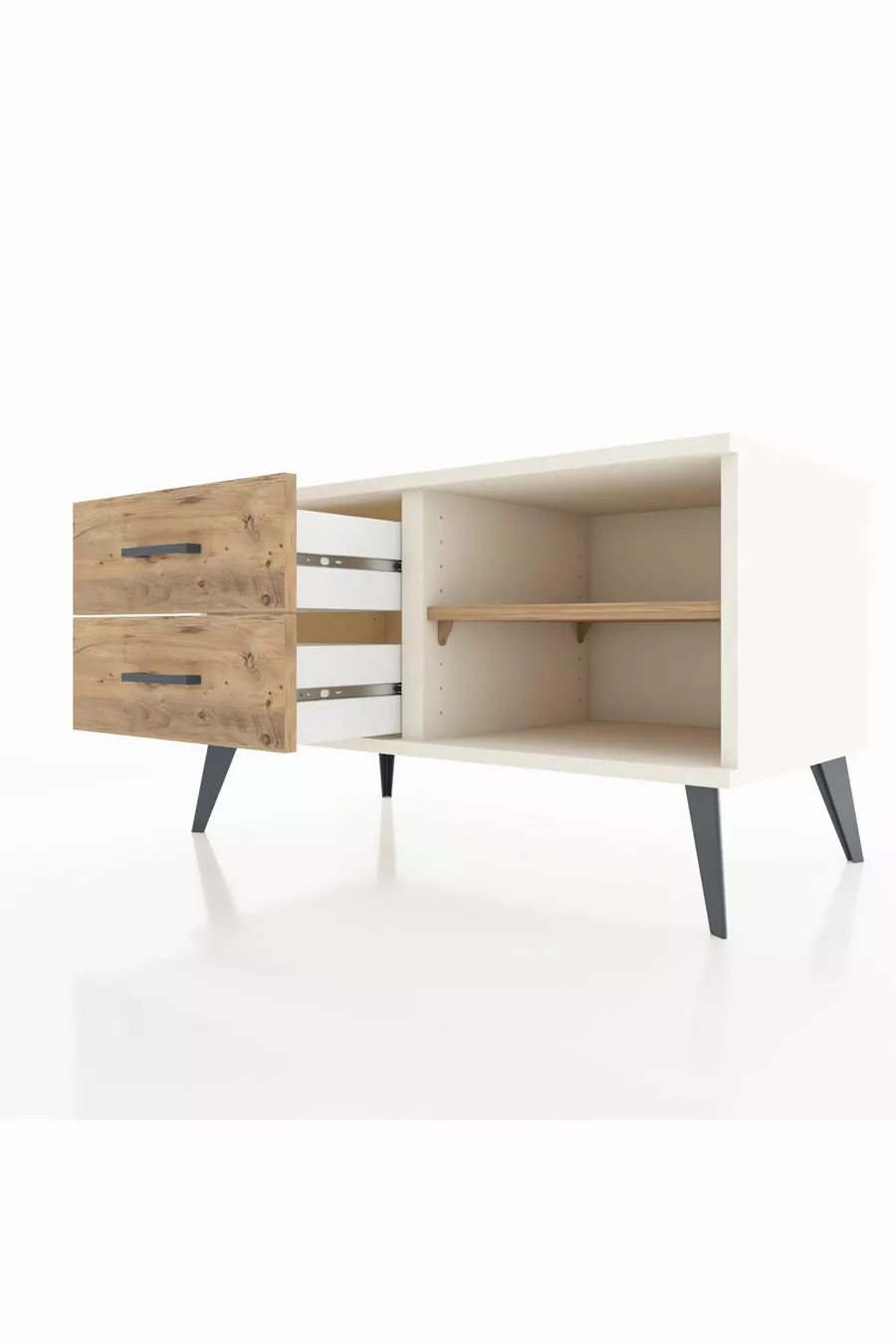 Commode Hyperion à une étagère et 2 tiroirs Pierre de lune-Pin