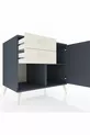 Commode Kronos à une étagère, 2 tiroirs et une porte, Anthracite-Anthracite/Gris pierre