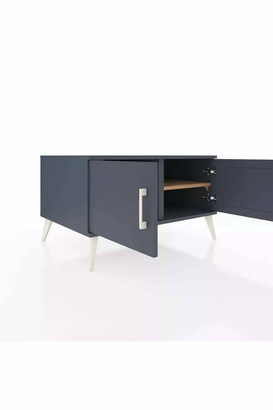 Commode Kronos 2 étagères 2 portes Anthracite-Anthracite/Sapin