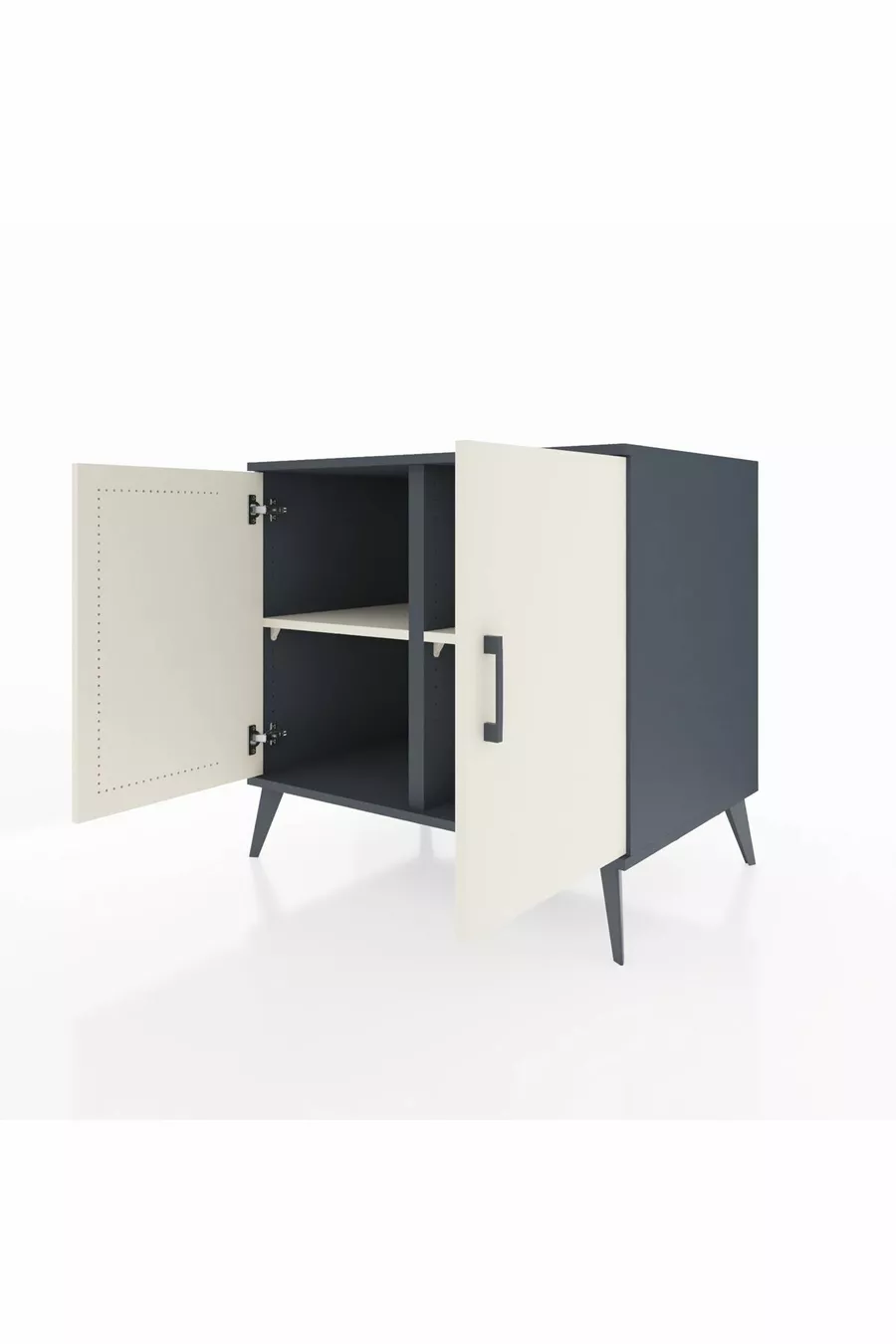 Commode Kronos 2 étagères 2 portes Anthracite-Pierre de lune