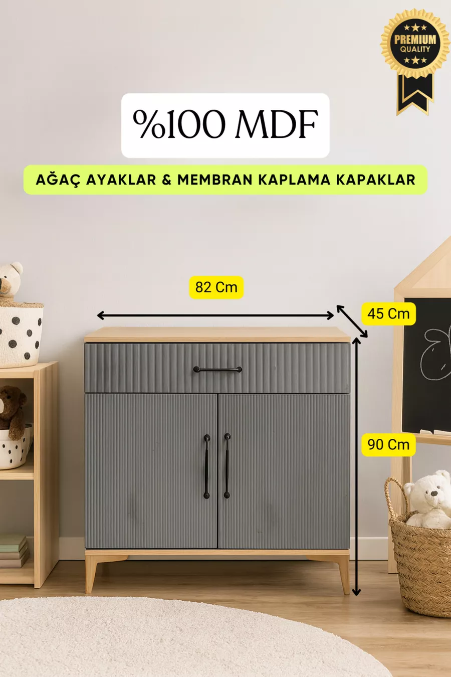 Commode Ege à portes | MDF de première qualité | Portes avec revêtement REHAU | Pieds en bois