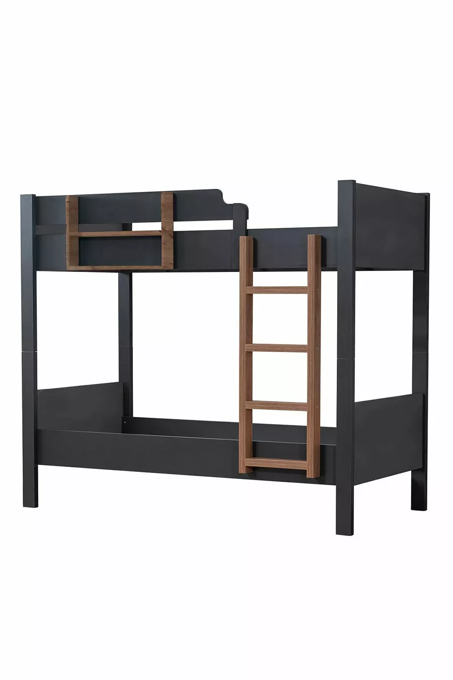 Lits superposés, lits superposés démontables en Asie, 2 places, anthracite - noyer - cm