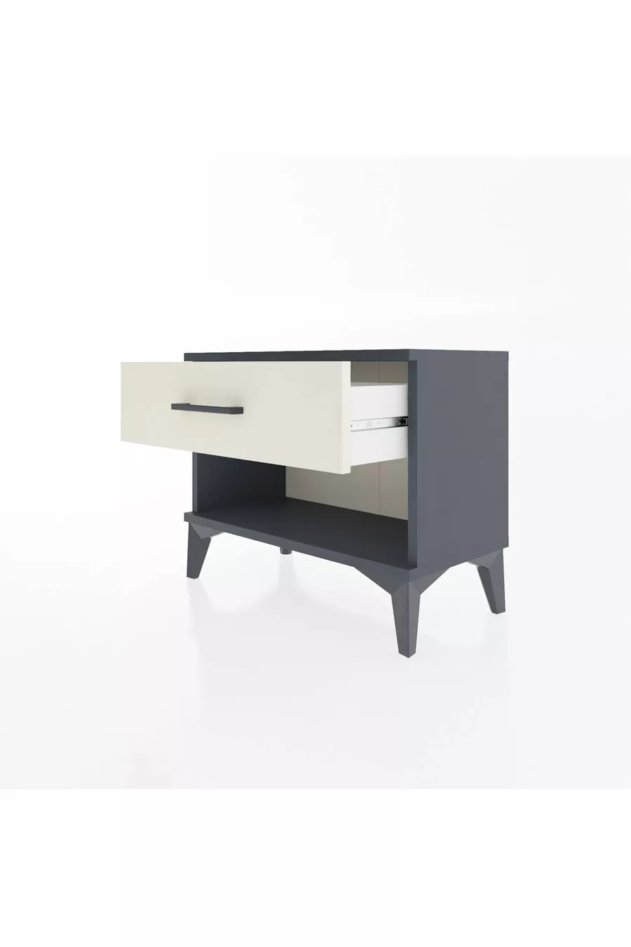 Table de chevet Arges à un tiroir Gris anthracite-Sable
