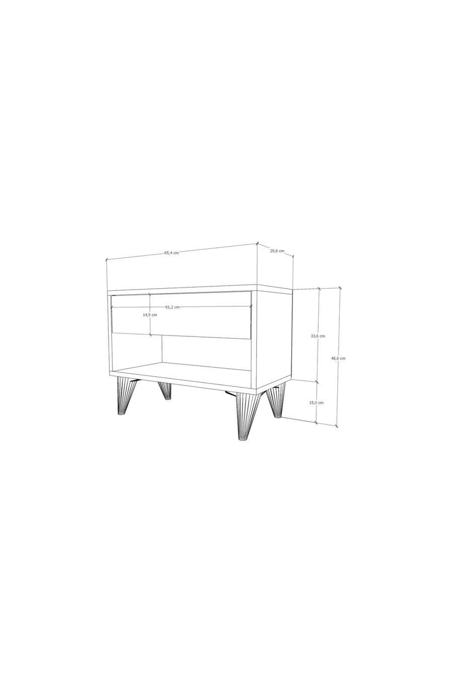 Table de chevet avec tiroir et compartiment, sur pieds, blanche