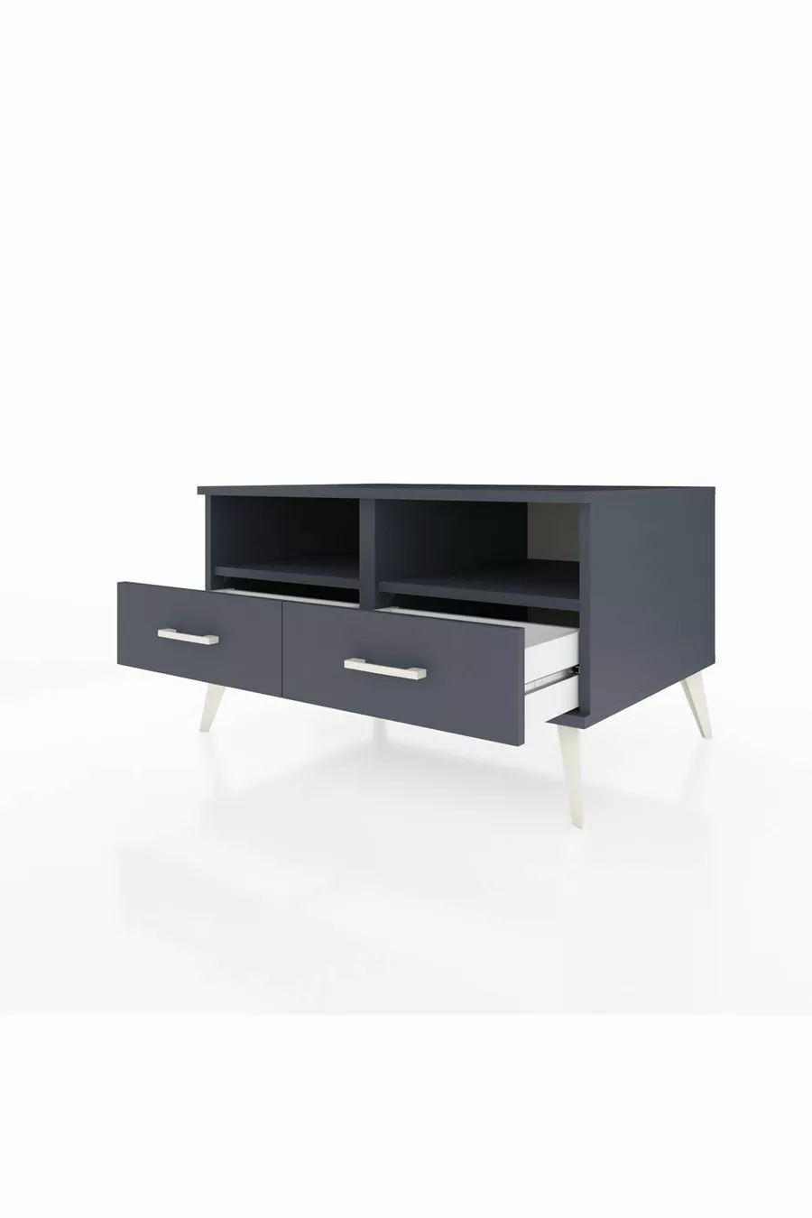 Commode Kronos 2 étagères 2 tiroirs Anthracite-Anthracite