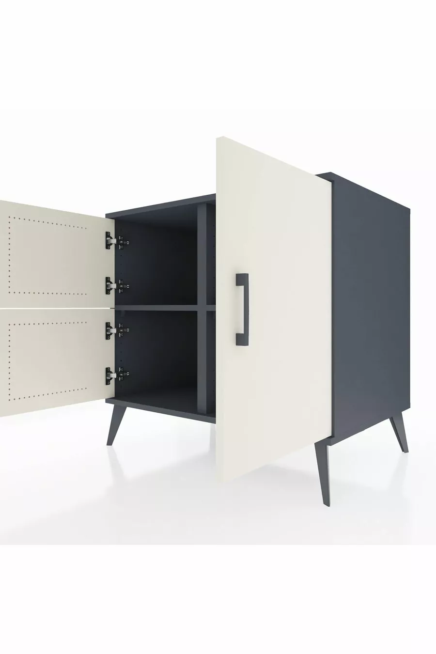 Kronos Kommode 2 Regalfächer 3 Türen Anthrazit-Stein/Anthrazit
