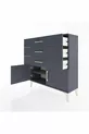 Commode Arges à une étagère, 3 tiroirs et 2 portes, Anthracite-Anthracite