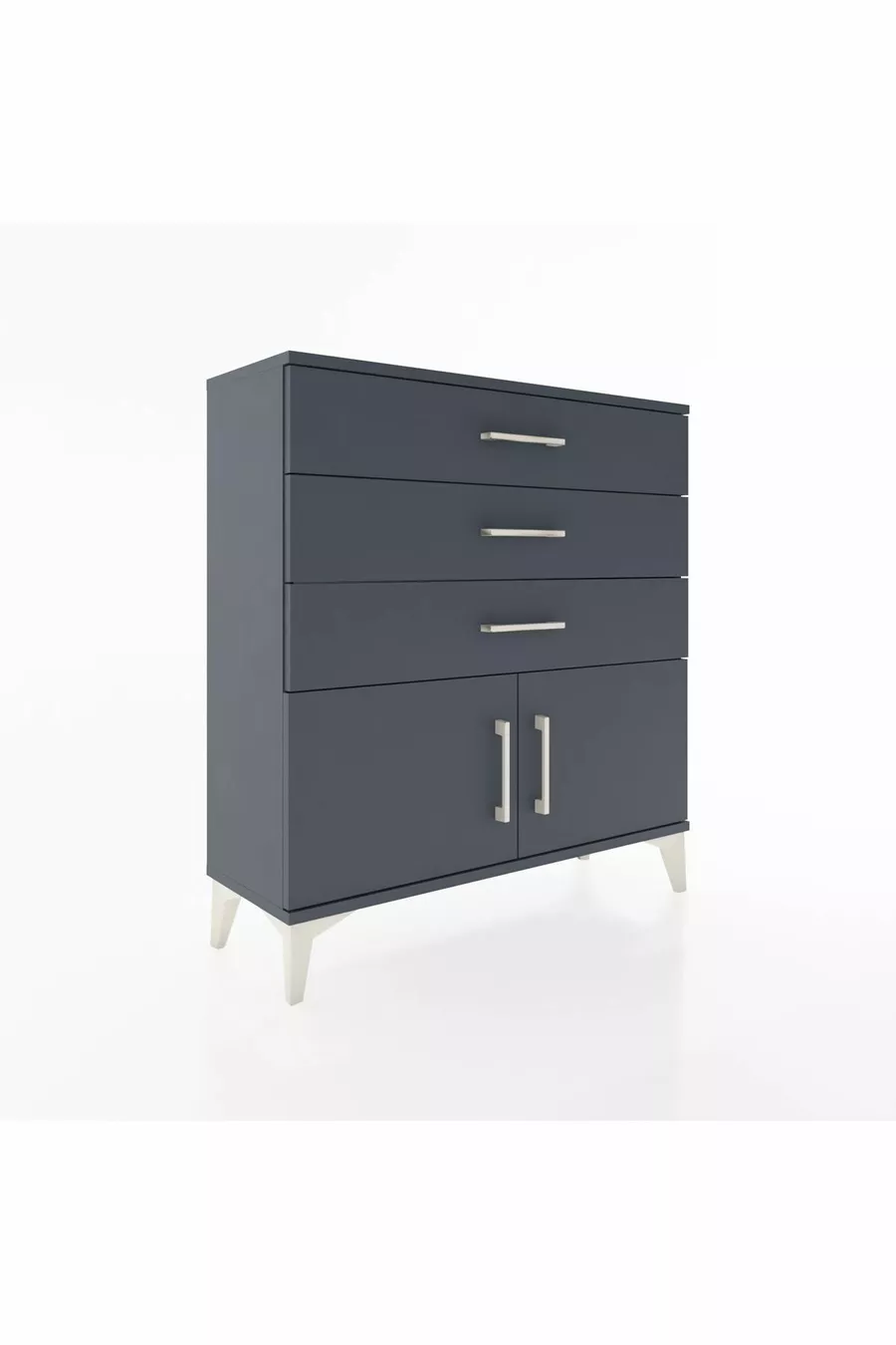 Commode Arges à une étagère, 3 tiroirs et 2 portes, Anthracite-Anthracite
