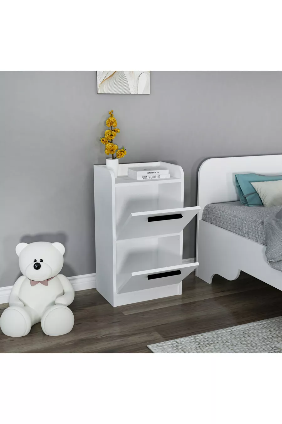 Luses 2 Çekmeceli Modern Tasarım Genç Odası Komodin, Beyaz - Luses