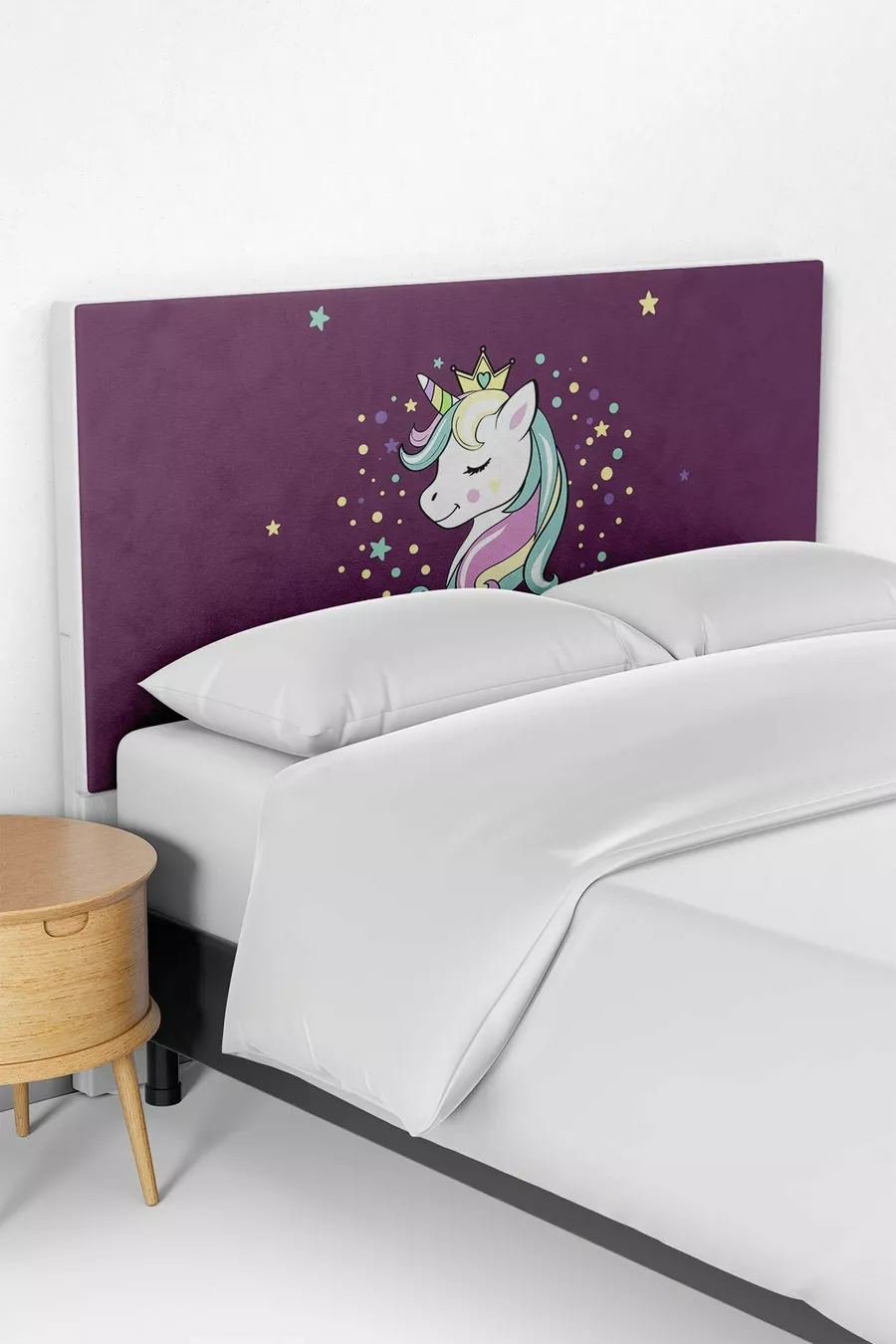Copri testata del letto per bambini con design a unicorno viola