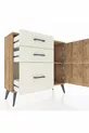 Commode Arges avec une seule étagère, 3 tiroirs et 2 portes, pin-pin / pierre de lune
