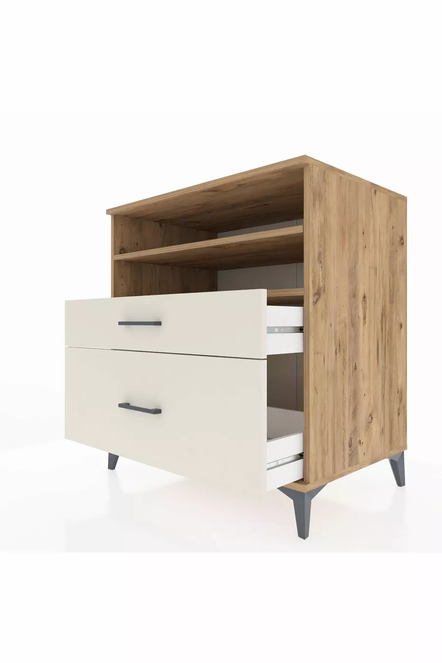 Kronos Dresser with 2 Shelves and 2 Drawers Pine-Truffle