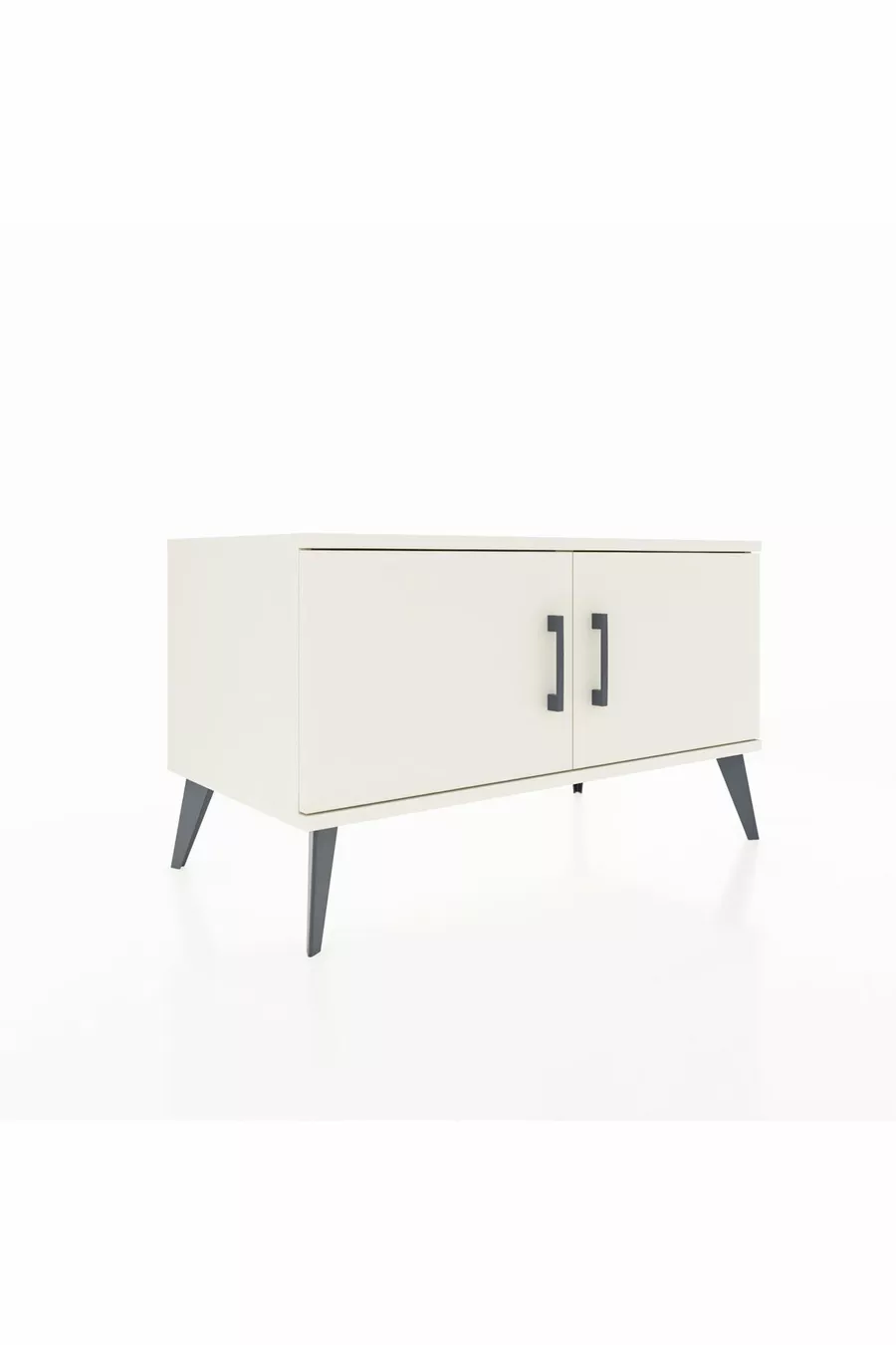Commode Hyperion à 2 étagères et 2 portes, Pierre de lune / Pin