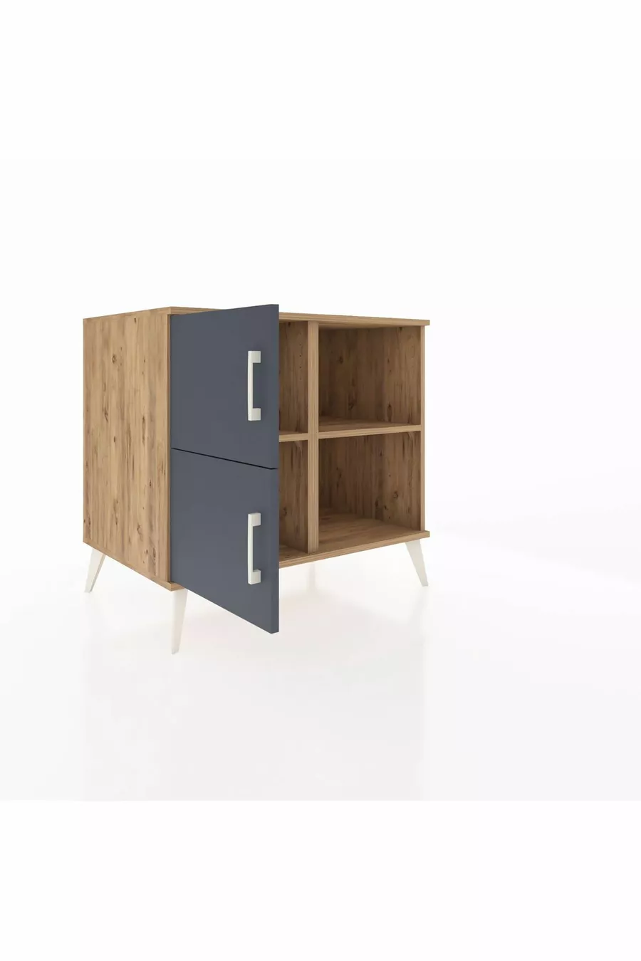 Commode Kronos 2 étagères 2 portes Pin-Anthracite/Pin