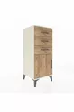 Commode Hyperion à une étagère, 3 tiroirs et une porte, Pierre de lune-Pin