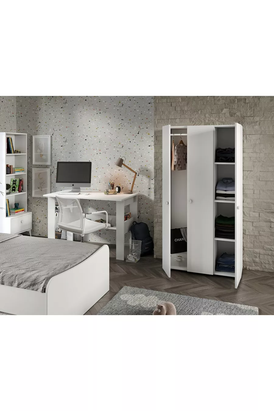 Selen Kinderkamer Set Wit - 5-delig, volledig van MDF van eerste kwaliteit